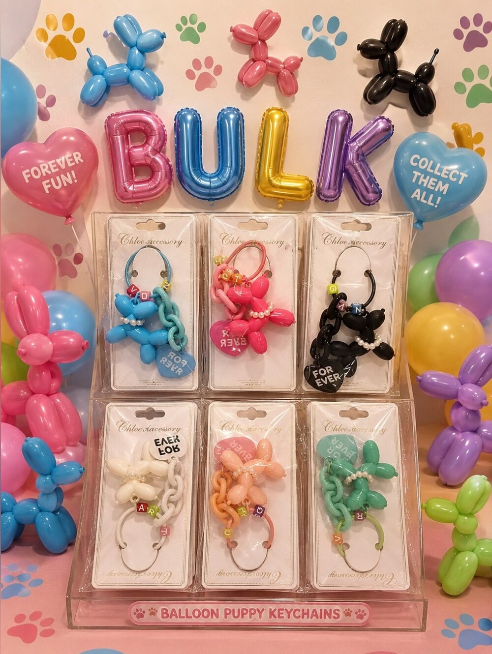 BULK Balloon Dog Keychains